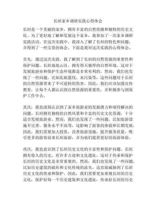 长垣家乡调研实践心得体会