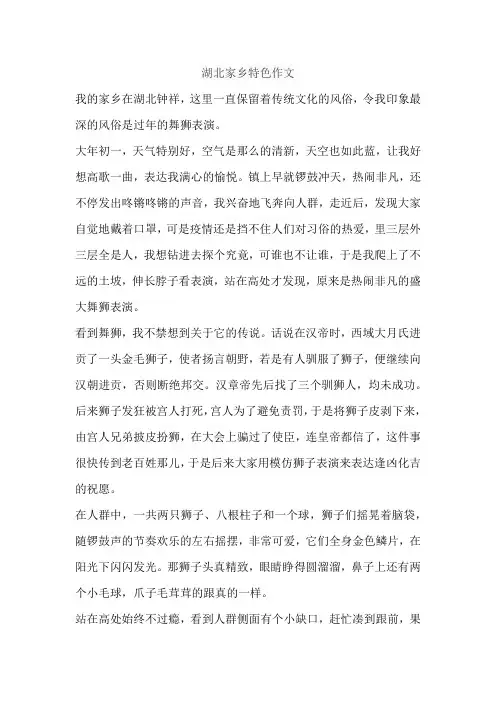 湖北家乡特色作文