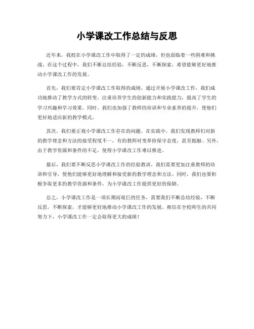 小学课改工作总结与反思