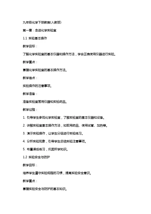 九年级化学下册教案(人教版)