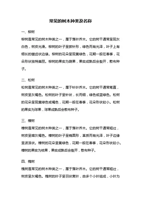 常见的树木种类及名称