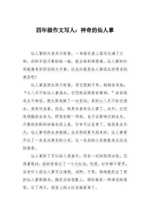 四年级作文写人：神奇的仙人掌