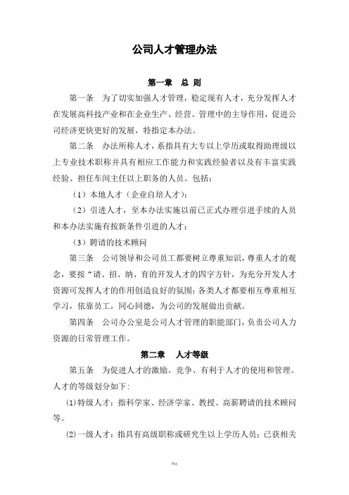 公司人才管理办法