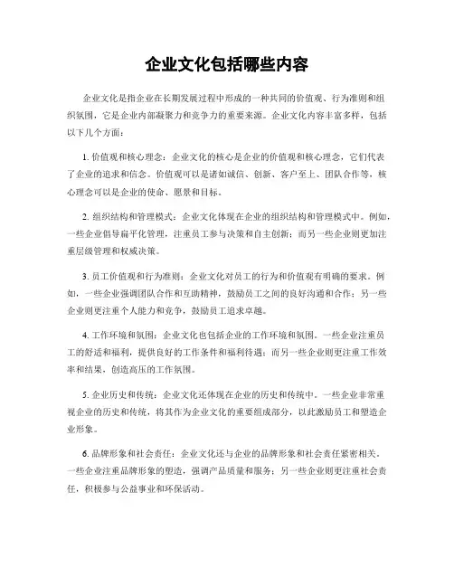 企业文化包括哪些内容