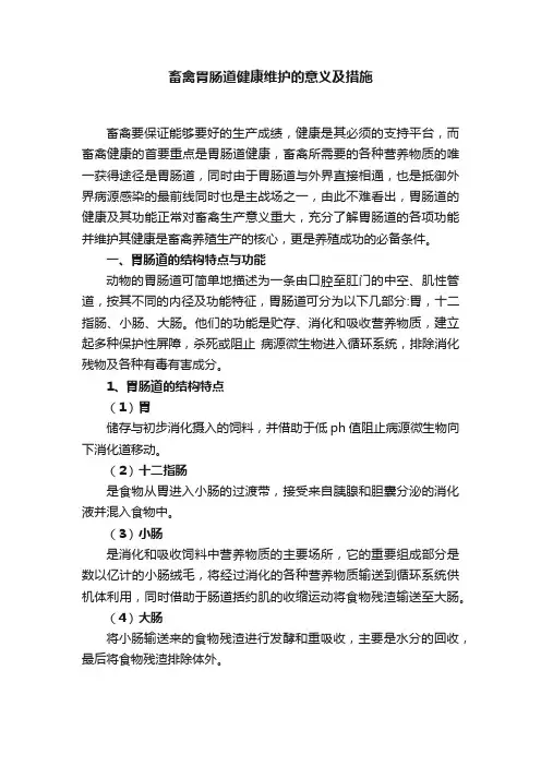 畜禽胃肠道健康维护的意义及措施