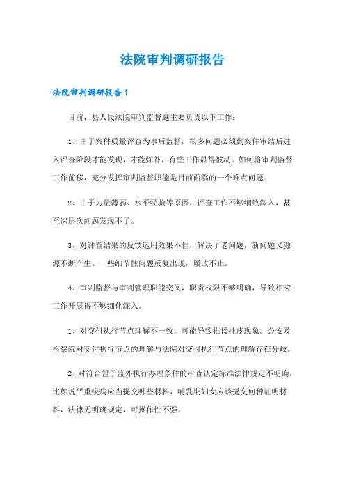 法院审判调研报告