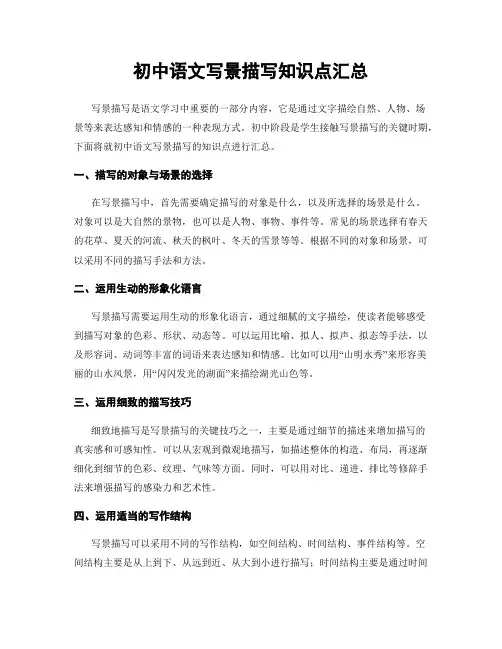 初中语文写景描写知识点汇总
