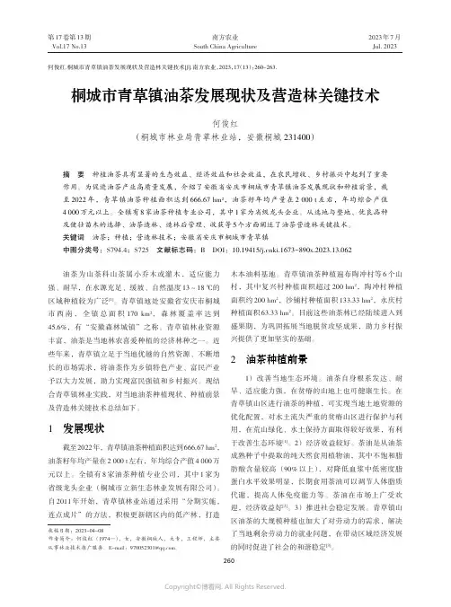 桐城市青草镇油茶发展现状及营造林关键技术