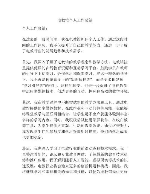 电教馆个人工作总结