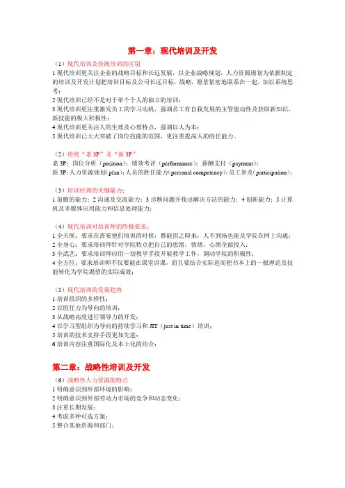 培训与开发考试大纲
