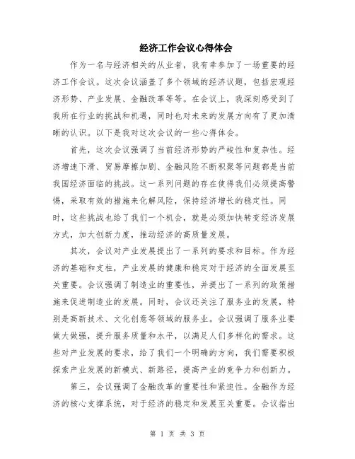 经济工作会议心得体会