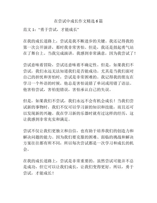 在尝试中成长作文精选6篇