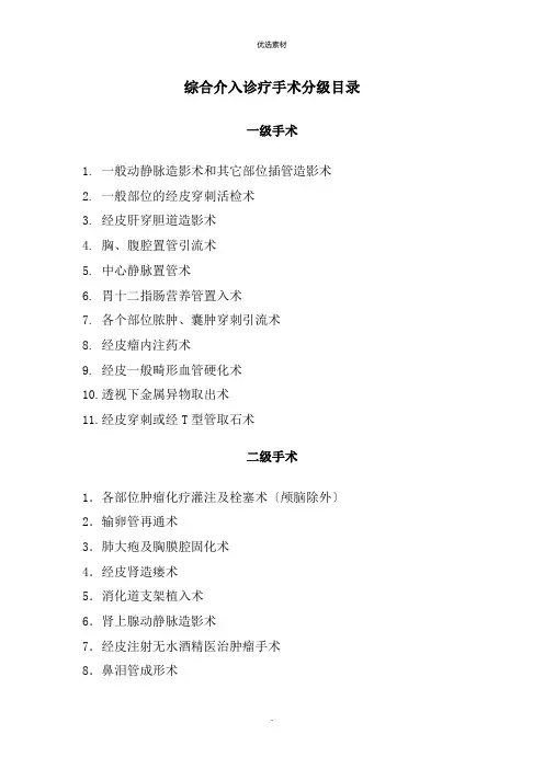 综合介入诊疗手术分级目录
