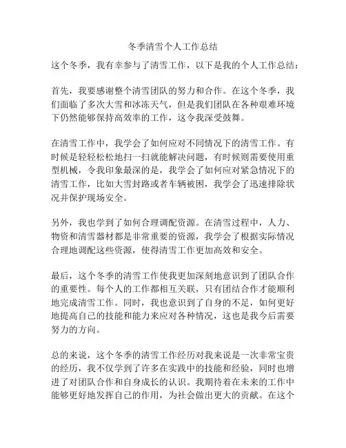冬季清雪个人工作总结