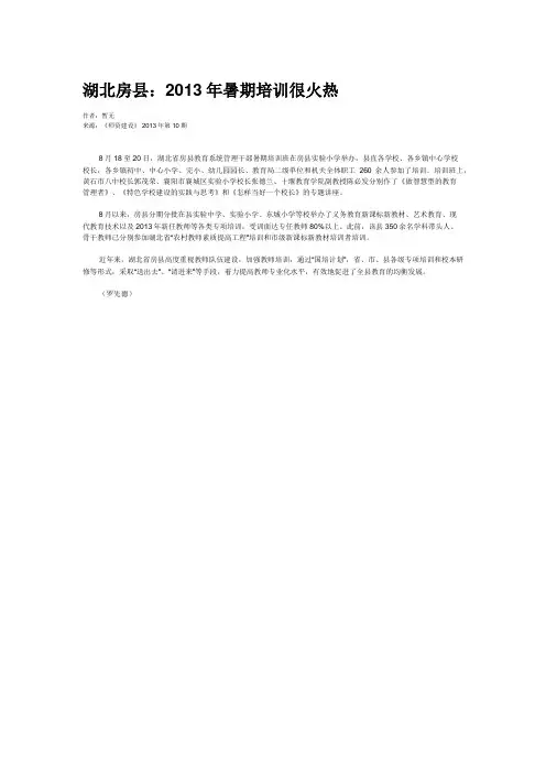 湖北房县：2013年暑期培训很火热