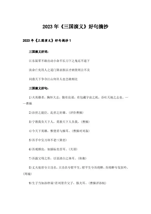 2023年《三国演义》好句摘抄