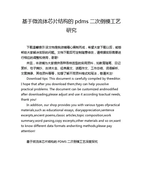 基于微流体芯片结构的pdms二次倒模工艺研究