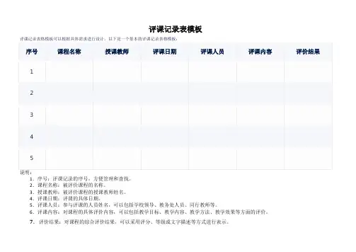 评课记录表模板