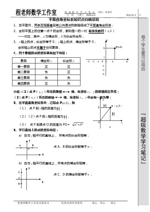 七年级数学平面直角坐标系题型总结