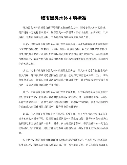 城市黑臭水体4项标准