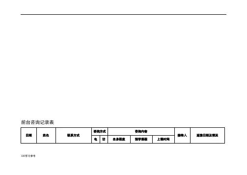 教育机构常用表格模板