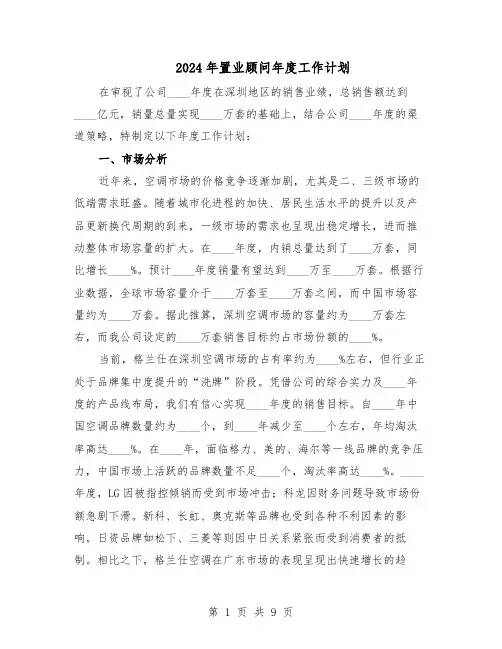 2024年置业顾问年度工作计划（五篇）