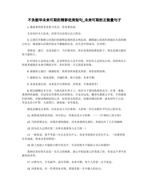 不负韶华未来可期的精彩优美短句_未来可期的正能量句子