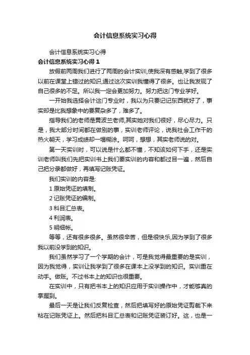 会计信息系统实习心得