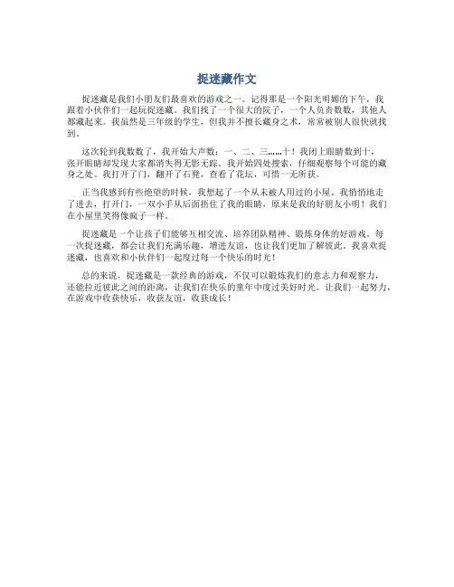 捉迷藏作文三年级300字