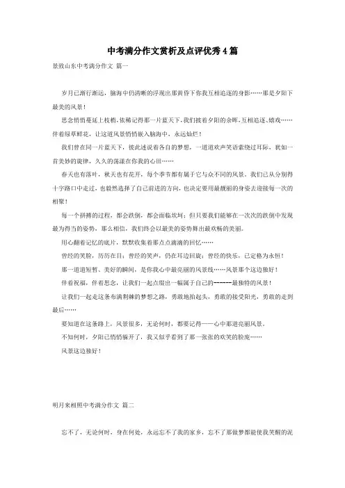 中考满分作文赏析及点评优秀4篇