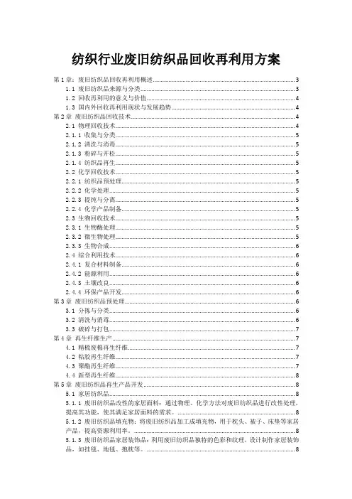 纺织行业废旧纺织品回收再利用方案