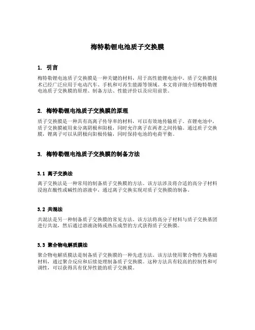 梅特勒锂电池质子交换膜