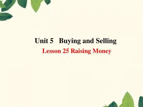 冀教版英语八年级下册  Unit 5  Lesson 25《Raising money》(共24张PPT)