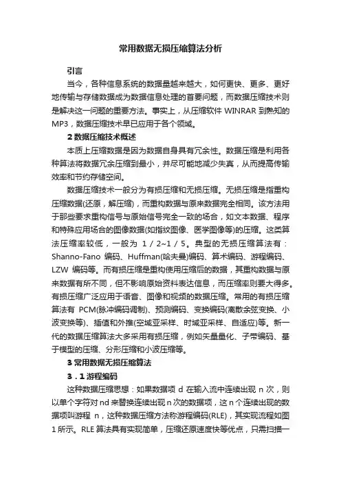 常用数据无损压缩算法分析