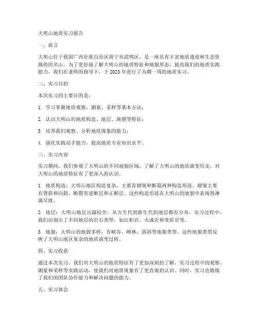 大明山地质实习报告