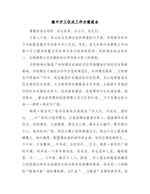 集中开工仪式工作方案范本（3篇）