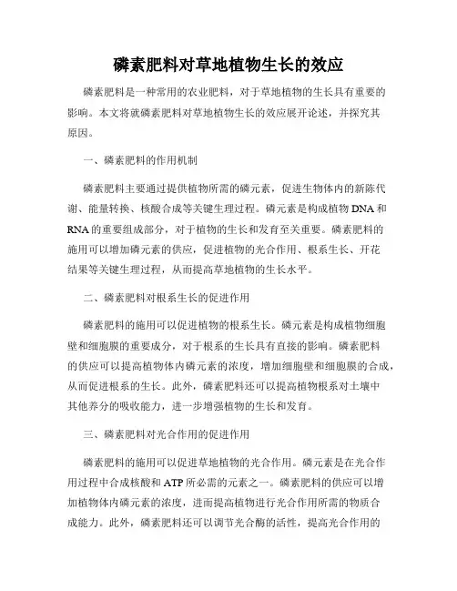 磷素肥料对草地植物生长的效应