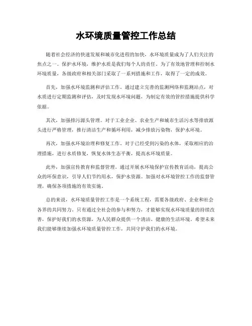 水环境质量管控工作总结