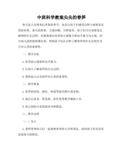 中班科学教案尖尖的春笋