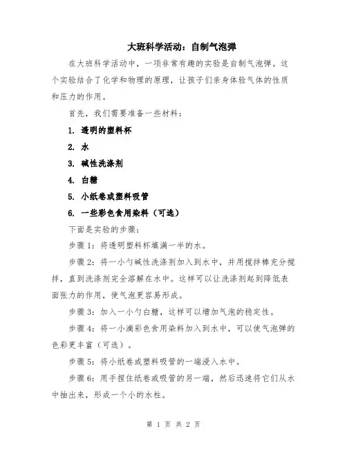 大班科学活动：自制气泡弹