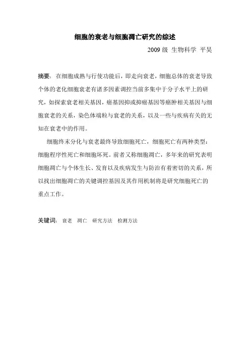 细胞衰老与细胞凋亡的研究综述