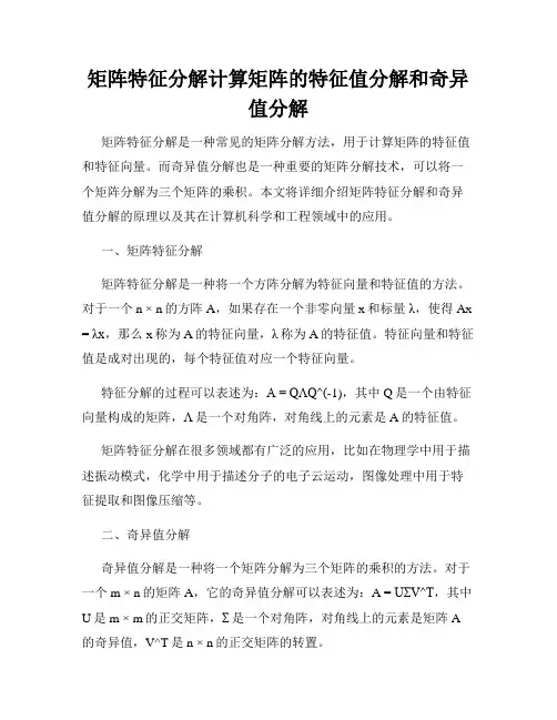 矩阵特征分解计算矩阵的特征值分解和奇异值分解