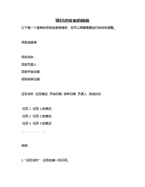 项目进度表的模板