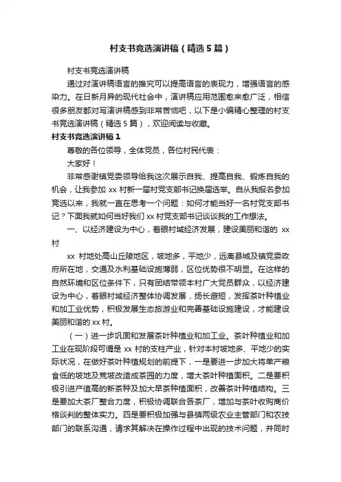 村支书竞选演讲稿（精选5篇）
