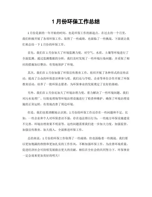 1月份环保工作总结
