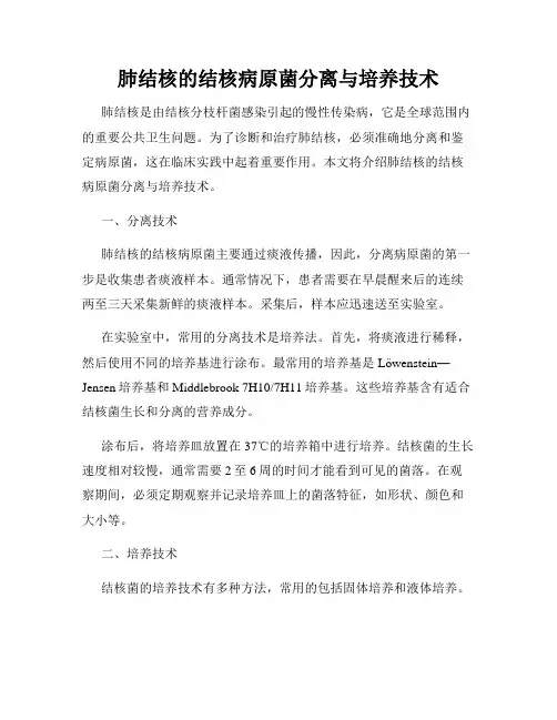 肺结核的结核病原菌分离与培养技术
