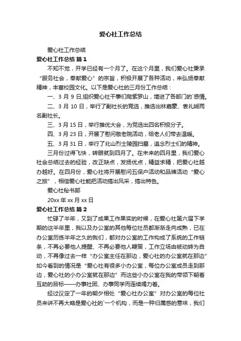 爱心社工作总结