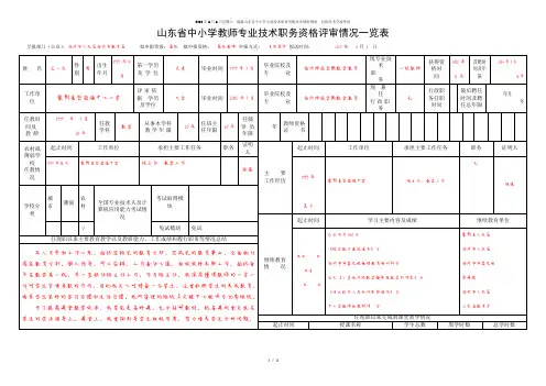山东省中小学教师专业技术职务资格评审情况一览表