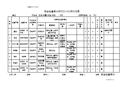 A4安全检查表分析[SCLLS]评价记录文本