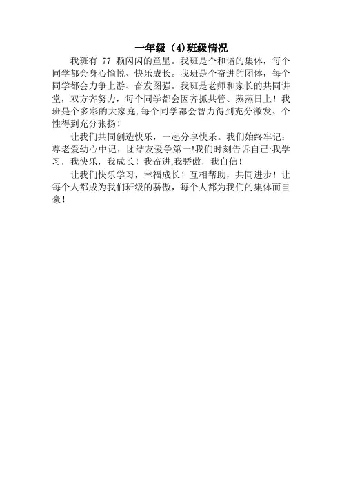 一年级班级情况